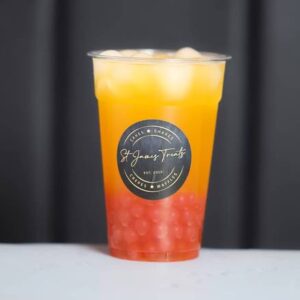 Fruit Bubble Tea - Tropical Passionfruit with Strawberry Boba