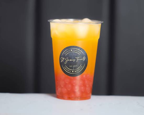 Fruit Bubble Tea - Tropical Passionfruit with Strawberry Boba